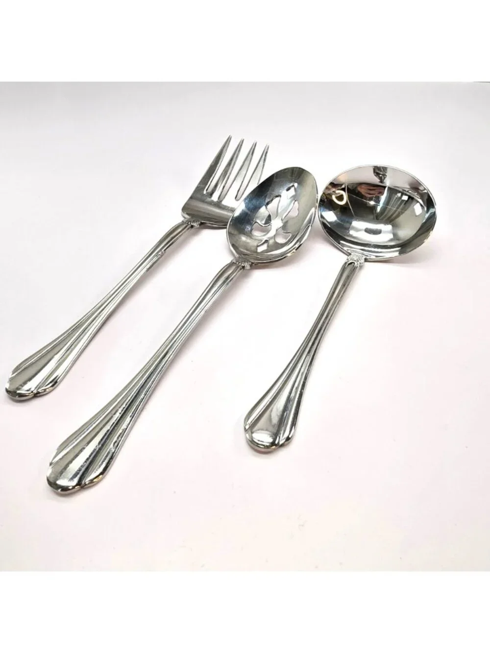Pfaltzgraff Stainless Steel 18/8 3-Piece Serving Set Fork Ladle Spoon VL5087